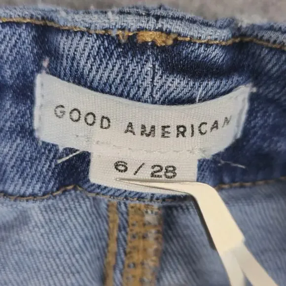 Good American Jeans Womens Size 6/28 Skinny Distressed Knee Frayed Hem 26" Waist - Picture 10 of 16